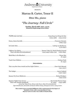 Degree Recital: "The Journey: Full Circle" Marcus Carter
