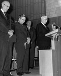 [Harry Tippett offering the dedicatory prayer at the James White Library Dedication]